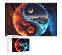 Rompecabezas para Adultos1000 PCS Yin Yang Fire Meets Ice Rompecabezas para Adultos Juego De Ingenio Regalo De Cumpleaños para Cumpleaños, Navidad 1000 PCS