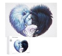 Rompecabezas para Adultos1000 PCS Yin-Yang Lions Harmony in Contrast Rompecabezas para Adolescentes Juego De Ingenio Arte De Pared Cumpleaños 1000 PCS