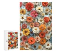 Rompecabezas para Adultos1000 PCS Zinnia Flowers Vintage Rompecabezas para Adultos Juguete Decoración De Pared Regalos para Mujeres Ayuda A Ejercitar El Cerebro 1000 PCS