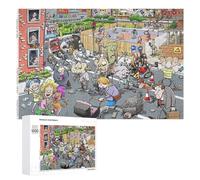Rompecabezas para Adultos1000 PCS Zombies Steal The Show in Busy Street Scene Rompecabezas para Adolescentes Juego De Ingenio Arte De Pared Cumpleaños 1000 PCS