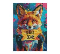 Rompecabezas para Adultos1000pcs(38x26cm) Fox Holding 'Trust' Sign Rompecabezas para Adultos Juguete Decoración De Pared Corte De Precisión Actividades Divertidas En Casa 1000pcs(38x26cm)