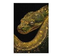Rompecabezas para Adultos1000pcs(38x26cm) Green Snake with Golden Sparkles Rompecabezas Juegos Relajantes Decoración Perfecta Cumpleaños Y Navidad 1000pcs(38x26cm)