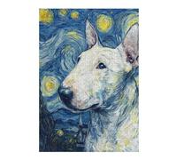 Rompecabezas para Adultos1000pcs(38x26cm) Starry Night Bull Terrier Art Print Rompecabezas Juguetes Antiestrés Alivio del Estrés Cumpleaños