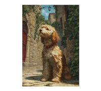 Rompecabezas para Adultos1000pcs(38x26cm) Vintage Street with Cute Dog Rompecabezas Juguetes Antiestrés Alivio del Estrés Cumpleaños