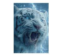 Rompecabezas para Adultos1000pcs(38x26cm) White Tiger Roar Nature's Power Rompecabezas Juguetes Antiestrés Alivio del Estrés Cumpleaños