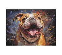 Rompecabezas para Adultos1000pcs(52x38cm) Happy English Bulldog Painting Rompecabezas para Adultos Juguetes Antiestrés Carrera De Velocidad De Manos Ayuda A Ejercitar El Cerebro 1000pcs(52x38cm)