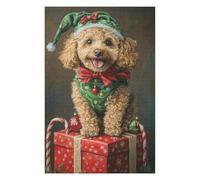 Rompecabezas para Adultos1000pcs(75x50cm) Christmas Poodle with Presents-1 Rompecabezas Juguetes Antiestrés Alivio del Estrés Cumpleaños