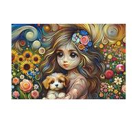 Rompecabezas para Adultos1000pcs(75x50cm) Colorful Floral Fantasy with Puppy Rompecabezas para Adultos Juguetes Antiestrés Carrera De Velocidad De Manos Ayuda A Ejercitar El Cerebro 1000pcs(75x50cm)