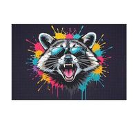 Rompecabezas para Adultos1000pcs(75x50cm) Cool Raccoon with Sunglasses Rompecabezas Juegos Relajantes Decoración Perfecta Cumpleaños Y Navidad 1000pcs(75x50cm)