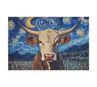 Rompecabezas para Adultos1000pcs(75x50cm) Cow Under Starry Night Rompecabezas para Adultos Juego De Ingenio para La Diversión Familiar Regalos para Reducir El Estrés 1000pcs(75x50cm)