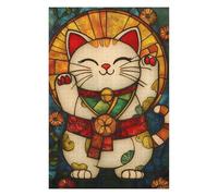 Rompecabezas para Adultos1000pcs(75x50cm) Lucky Cat Stained Glass Art Rompecabezas para Adultos Juguete Decoración De Pared Corte De Precisión Actividades Divertidas En Casa 1000pcs(75x50cm)