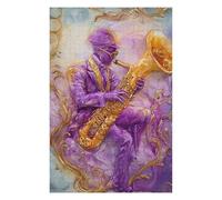 Rompecabezas para Adultos1000pcs(75x50cm) Purple Jazz Musician Painting Rompecabezas Juguetes Antiestrés Alivio del Estrés Cumpleaños