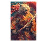 Rompecabezas para Adultos1000pcs(75x50cm) Samurai Bear with Dragon Sword Rompecabezas Juguetes Antiestrés Alivio del Estrés Cumpleaños