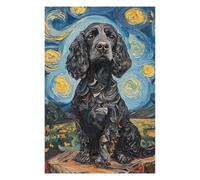 Rompecabezas para Adultos1000pcs(75x50cm) Starry Night Cocker Spaniel Art Print-4 Rompecabezas Juguetes Antiestrés Alivio del Estrés Cumpleaños
