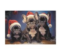 Rompecabezas para Adultos1000pcs(75x50cm) Three French Bulldogs in Santa Hats Rompecabezas para Adultos Juguetes Antiestrés Carrera De Velocidad De Manos Ayuda A Ejercitar El Cerebro 1000pcs(75x50cm)