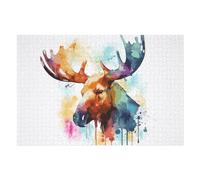 Rompecabezas para Adultos1000pcs(75x50cm) Watercolor Moose Painting Rompecabezas para Adultos Juegos Divertidos Pero Divertidos Y Humorísticos Actividades Divertidas En Casa 1000pcs(75x50cm)