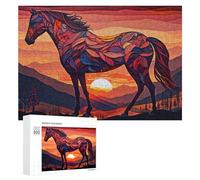 Rompecabezas para Adultos300 PCS Abstract Horse Sunset Artwork Rompecabezas De Juguete para Decoración De Pared Difícil Oferta Difícil como Regalo para Toda La Familia 300 PCS