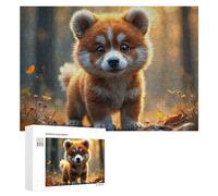 Rompecabezas para Adultos300 PCS Adorable Red Panda Puppy in Autumn Forest Rompecabezas para Adultos Juego De Ingenio Regalo De Cumpleaños para Cumpleaños, Navidad 300 PCS
