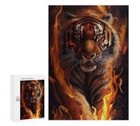 Rompecabezas para Adultos300 PCS Angry Tiger Fire Animal Rompecabezas para Adultos Juegos Divertidos Decoración De Pared Oferta como Regalos para Toda La Familia 300 PCS