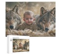 Rompecabezas para Adultos300 PCS Baby with Wolves in Nature Rompecabezas De Juguete para Decoración De Pared Difícil Oferta Difícil como Regalo para Toda La Familia 300 PCS