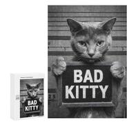 Rompecabezas para Adultos300 PCS Bad Kitty Mugshot Rompecabezas para Adultos Juego Familiar Vacaciones En Casa Matar El Tiempo para Cumpleaños, Navidad 300 PCS
