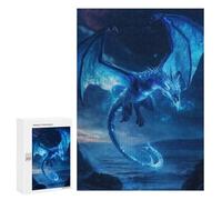 Rompecabezas para Adultos300 PCS Blue Dragon Fantasy Art Rompecabezas para Adultos Juegos Familiares Mejora La Memoria Cumpleaños Y Navidad 300 PCS