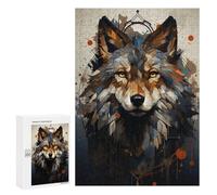 Rompecabezas para Adultos300 PCS Boho Wolf Portrait Rompecabezas para Adultos Juguete Decoración De Pared Desafío Difícil Cumpleaños Y Navidad 300 PCS