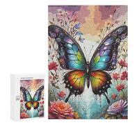 Rompecabezas para Adultos300 PCS Butterfly Flower Rompecabezas para Adolescentes para Diversión Familiar Desafío Educativo Regalos Y Cumpleaños Únicos 300 PCS