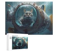 Rompecabezas para Adultos300 PCS Cat in An Underwater Spacesuit Adventure Rompecabezas para Adultos Juegos Divertidos Regalo De Cumpleaños Regalos De Cumpleaños 300 PCS