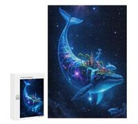 Rompecabezas para Adultos300 PCS Celestial Whale Island Starry Sky Rompecabezas para Adultos Juegos Familiares Mejora La Memoria Cumpleaños Y Navidad 300 PCS
