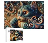 Rompecabezas para Adultos300 PCS Colorful Abstract Cat Artwork Rompecabezas para Adolescentes Juego De Ingenio Arte De Pared Cumpleaños 300 PCS