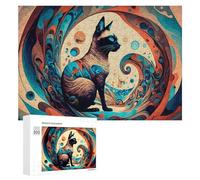Rompecabezas para Adultos300 PCS Colorful Abstract Cat Artwork Rompecabezas para Adultos Juegos Familiares Análisis Y Lógica Reducción del Estrés Regalos 300 PCS