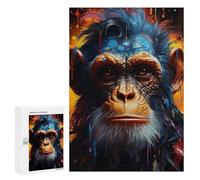 Rompecabezas para Adultos300 PCS Colorful Chimpanzee Portrait -3 Rompecabezas para Adultos Juegos Familiares Análisis Y Lógica Reducción del Estrés Regalos 300 PCS