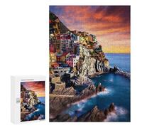 Rompecabezas para Adultos300 PCS Colorful Coastal Village at Sunset Rompecabezas para Adultos Juegos Familiares Análisis Y Lógica Reducción del Estrés Regalos 300 PCS