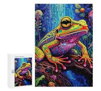 Rompecabezas para Adultos300 PCS Colorful Frog in Fantasy Forest Rompecabezas para Adolescentes Juego De Ingenio Arte De Pared Cumpleaños 300 PCS