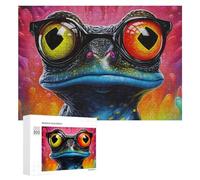 Rompecabezas para Adultos300 PCS Colorful Frog with Glasses Rompecabezas para Adultos Juego De Ingenio Regalo De Cumpleaños para Cumpleaños, Navidad 300 PCS