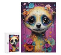 Rompecabezas para Adultos300 PCS Colorful Meerkat with Flowers Rompecabezas para Adultos Juegos Familiares Análisis Y Lógica Reducción del Estrés Regalos 300 PCS