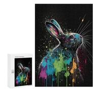 Rompecabezas para Adultos300 PCS Colorful Rabbit Art Print-5 Rompecabezas para Adolescentes para Diversión Familiar Desafío Educativo Regalos Y Cumpleaños Únicos 300 PCS