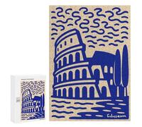 Rompecabezas para Adultos300 PCS Colosseum Illustration in Blue and Beige Rompecabezas para Adultos Juego De Ingenio Análisis Y Lógica Regalos para Reducir El Estrés 300 PCS