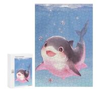 Rompecabezas para Adultos300 PCS Cute Cartoon Shark in Blue Water Rompecabezas para Adultos Juegos Familiares Mejora La Memoria Cumpleaños Y Navidad 300 PCS
