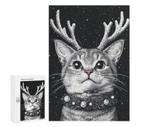 Rompecabezas para Adultos300 PCS Cute Reindeer Cat Rompecabezas para Adultos Juguete Decoración De Pared Desafío Difícil Cumpleaños Y Navidad 300 PCS
