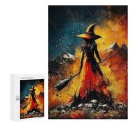 Rompecabezas para Adultos300 PCS Dark Witch with Broomstick Rompecabezas para Adultos Regalo De Cumpleaños Difícil Y Desafiante Regalos De Cumpleaños 300 PCS