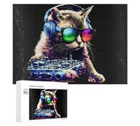 Rompecabezas para Adultos300 PCS DJ Cat The Ultimate Party Mixer Rompecabezas para Adultos Juegos Familiares Análisis Y Lógica Reducción del Estrés Regalos 300 PCS