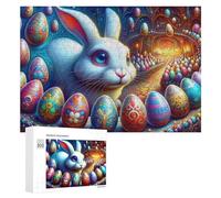 Rompecabezas para Adultos300 PCS Easter Bunny Egg Hunt Fantasy Rompecabezas De Juguete para Decoración De Pared Difícil Oferta Difícil como Regalo para Toda La Familia 300 PCS