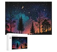 Rompecabezas para Adultos300 PCS Enchanted Forest Under Starlit Sky Rompecabezas para Adultos Juego De Ingenio Regalo De Cumpleaños para Cumpleaños, Navidad 300 PCS