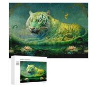 Rompecabezas para Adultos300 PCS Enchanted Tiger in A Lush Garden Rompecabezas para Adultos Juegos Divertidos Regalo De Cumpleaños Regalos De Cumpleaños 300 PCS