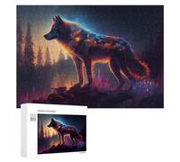 Rompecabezas para Adultos300 PCS Enchanted Wolf in Twilight Forest Rompecabezas para Adolescentes Juego De Ingenio Arte De Pared Cumpleaños 300 PCS