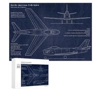 Rompecabezas para Adultos300 PCS F86 Sabre Blueprint Rompecabezas para Adultos Juegos Familiares Desafío Difícil Actividades Divertidas En Casa 300 PCS