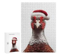 Rompecabezas para Adultos300 PCS Festive Pheasant with Santa Hat Rompecabezas para Adultos Juguete Decoración De Pared Desafío Difícil Cumpleaños Y Navidad 300 PCS