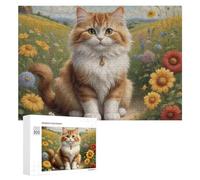 Rompecabezas para Adultos300 PCS Floral Cat Garden Scene Rompecabezas para Adultos Juegos Divertidos Regalo De Cumpleaños Regalos De Cumpleaños 300 PCS